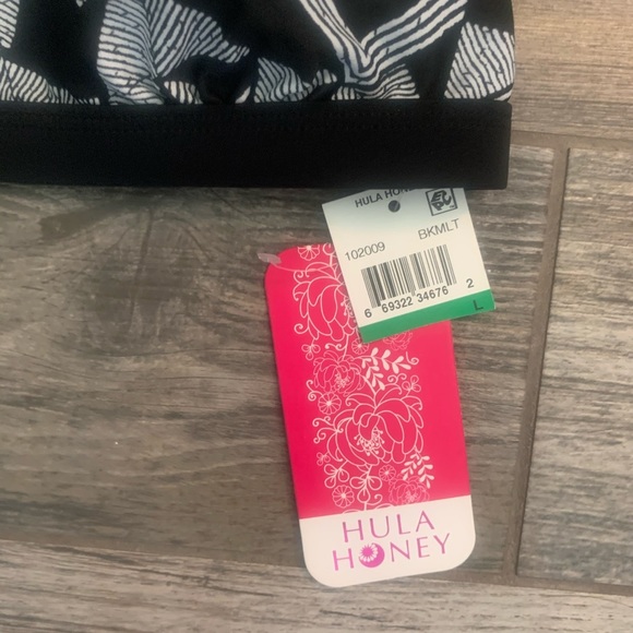 NWT L or XL Hula Honey Maze Muse Choker Cutout Bikini Top Black & White Padded - Picture 8 of 9